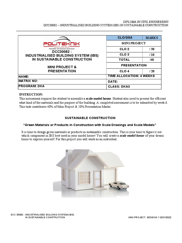 Mini project topic 1 sustainable construction download free pdf