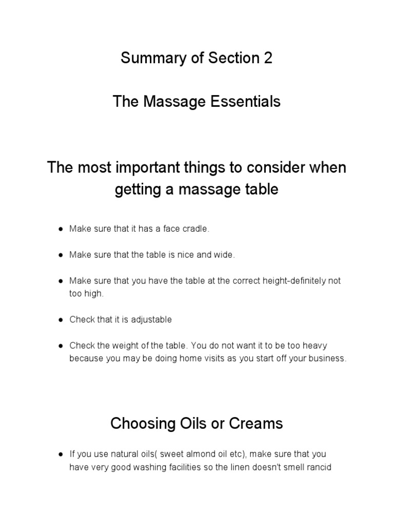 How To Chose A Massage Table PDF Massage Neck