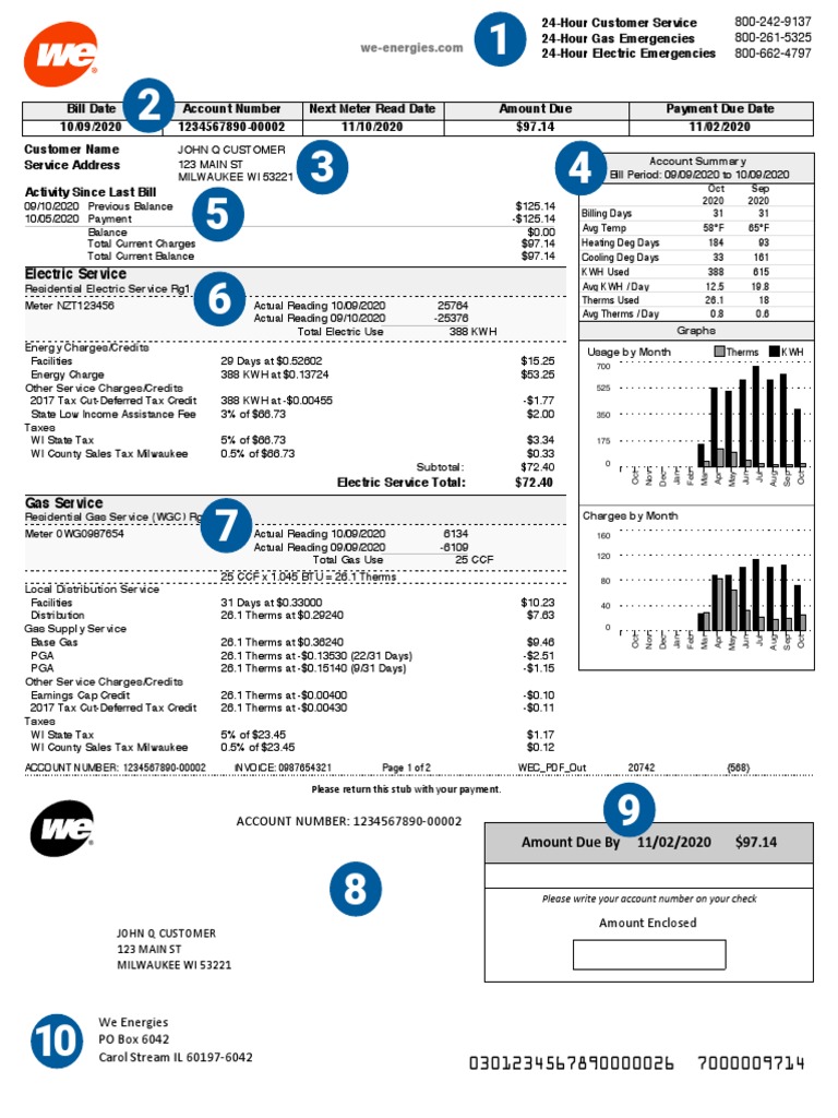 We Energies Sample Bill | PDF