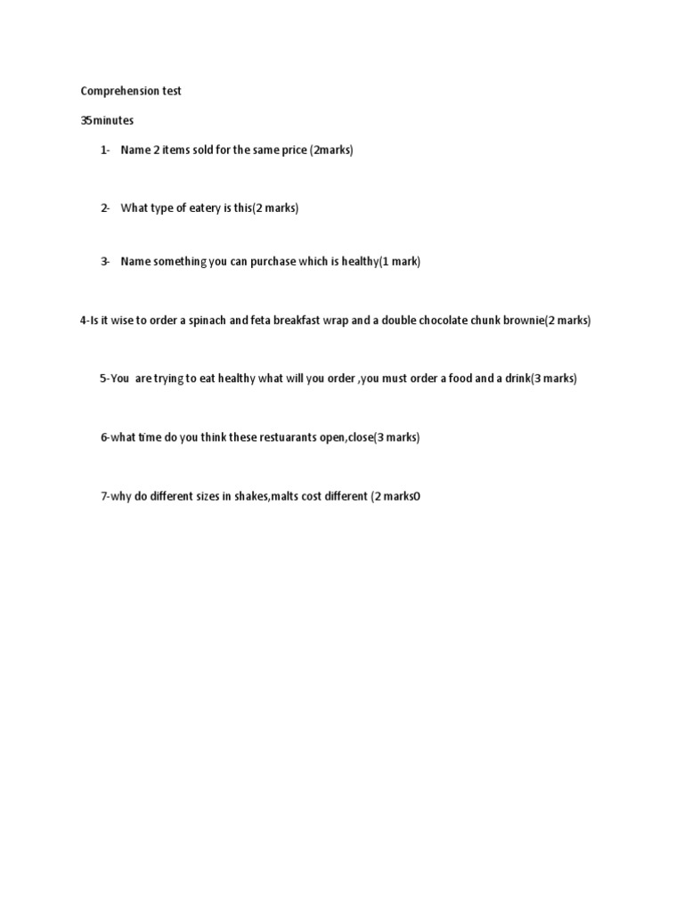 Comprehension Test | PDF