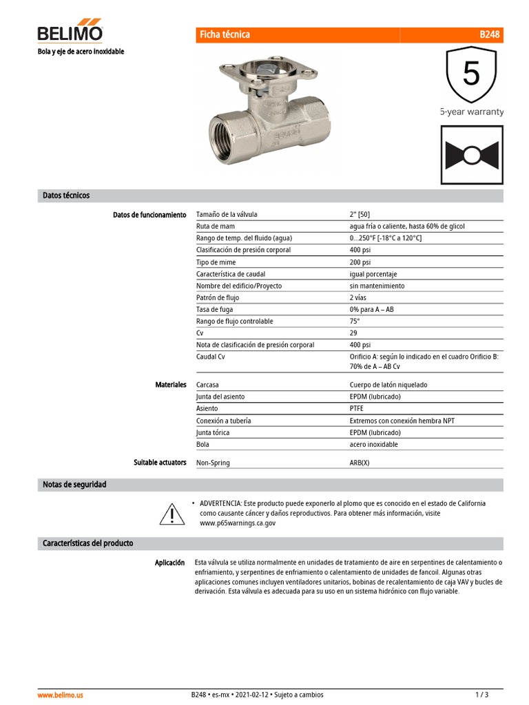 Belimo B248 AFRBUP Assembly Es-Mx | PDF | Ingeniero civil | Cantidades ...