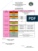 Iligan City National High School Transition Class Schedule