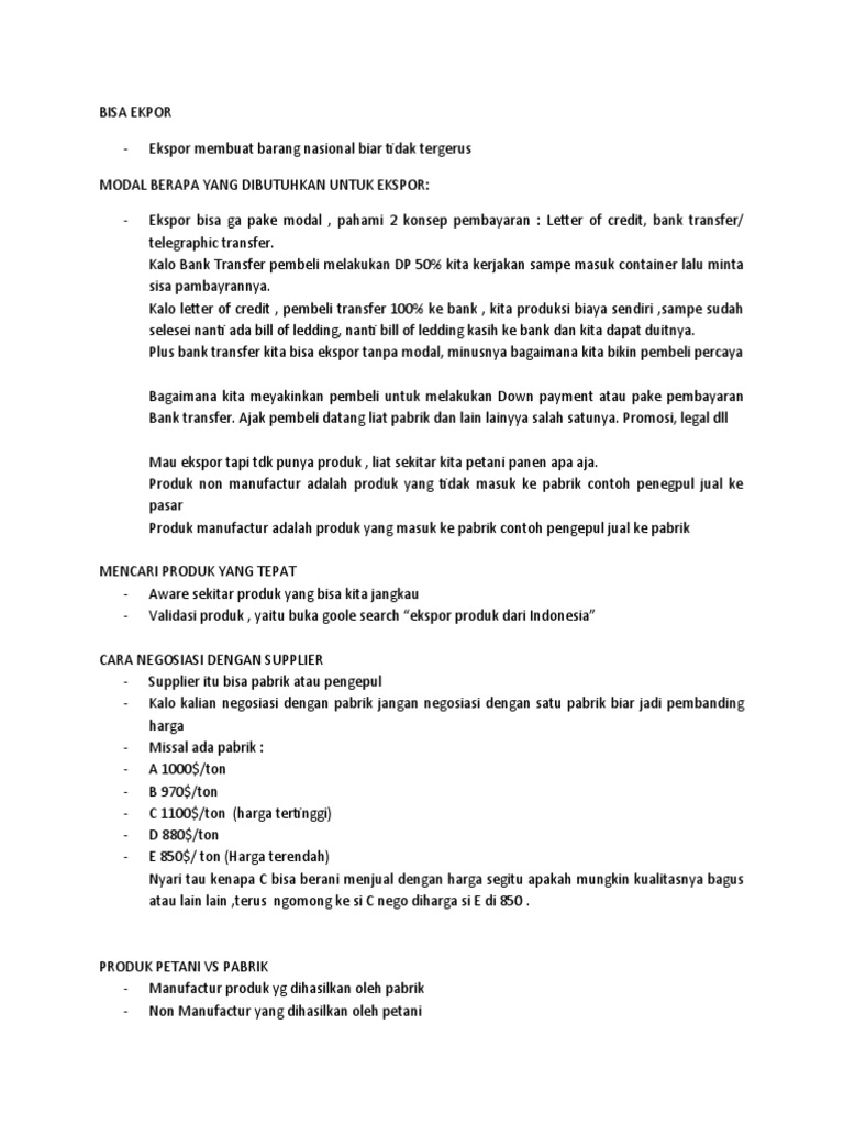 Materi Bisa Ekspor Pdf