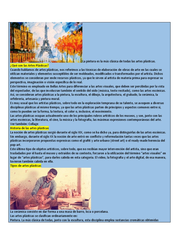 Tipos y características de artes plásticas | PDF
