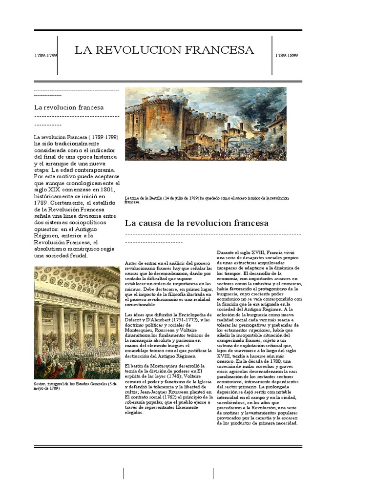 Causas de la Revolución Francesa | PDF | revolución Francesa | Francia