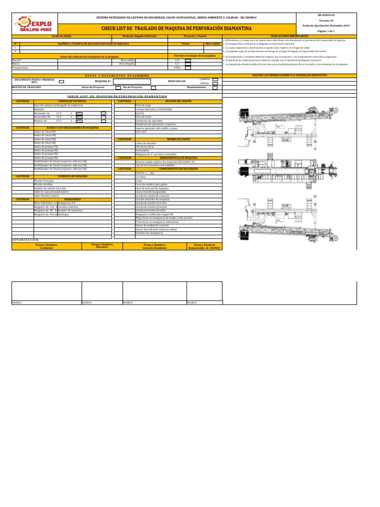 Check List de Traslado de Maquinaria | PDF | Vehículos | Transporte