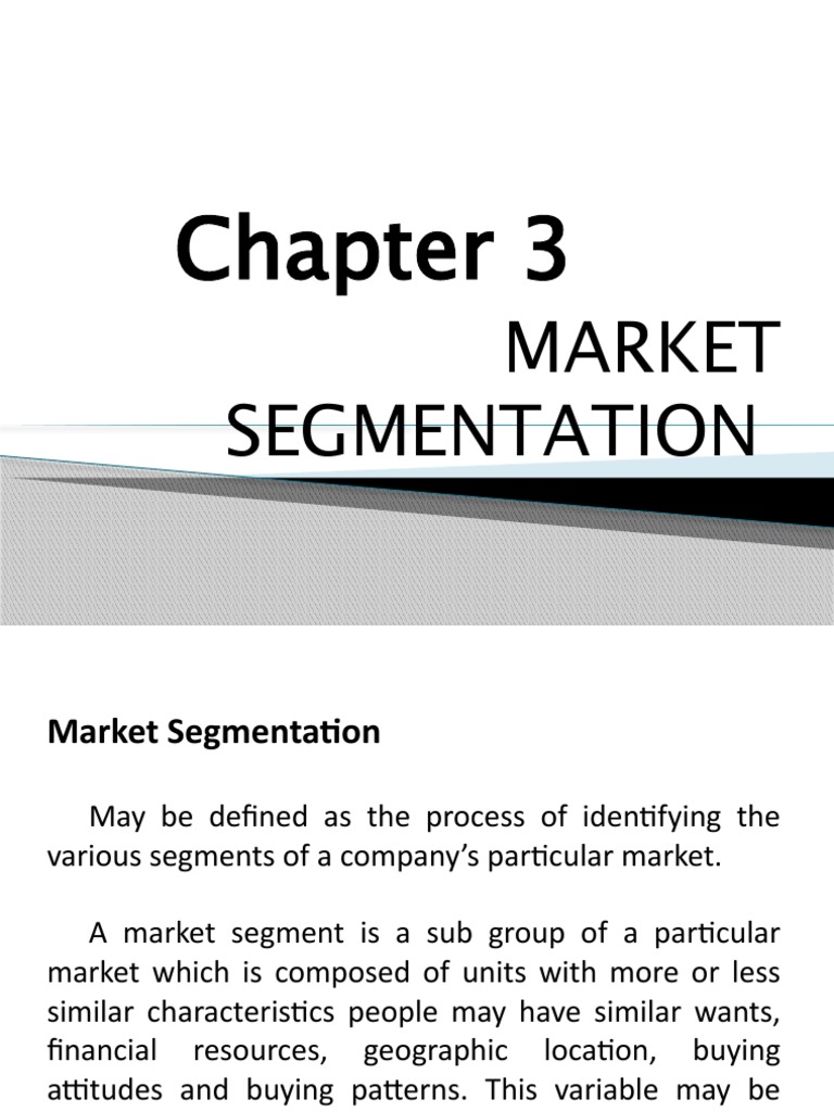 PM Chapter 3 PART 3 | PDF | Market Segmentation | Marketing