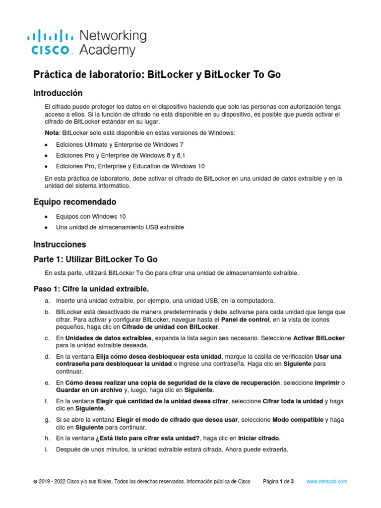 Práctica: BitLocker y BitLocker To Go | PDF | Cifrado | Contraseña