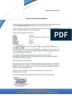 Certificado de Mantenimiento Ascensor de Pasajeros - Abril 2022