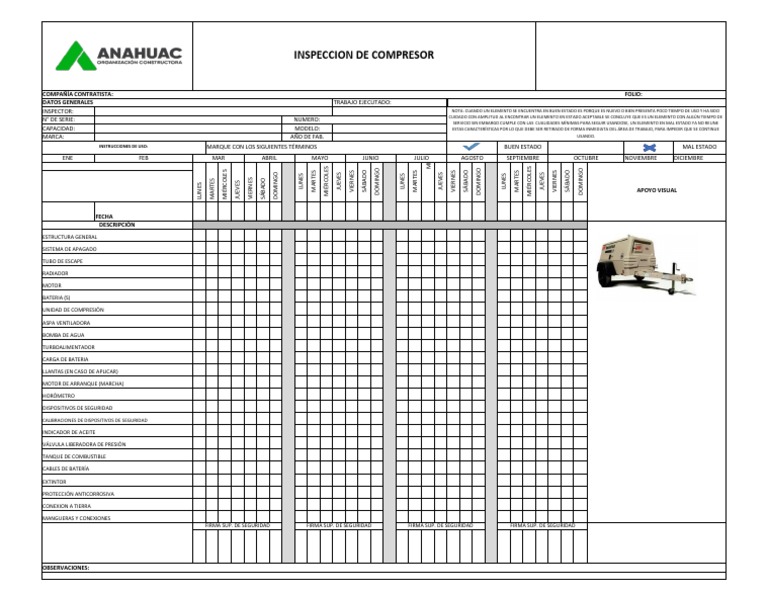 Inspección de Compresores y Seguridad | PDF