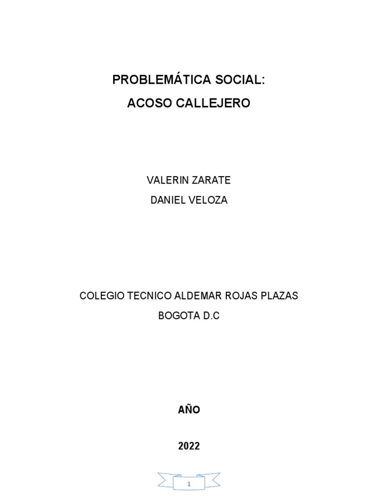 Trabajo Acoso Callejero | PDF | La violencia contra las mujeres | Acoso ...