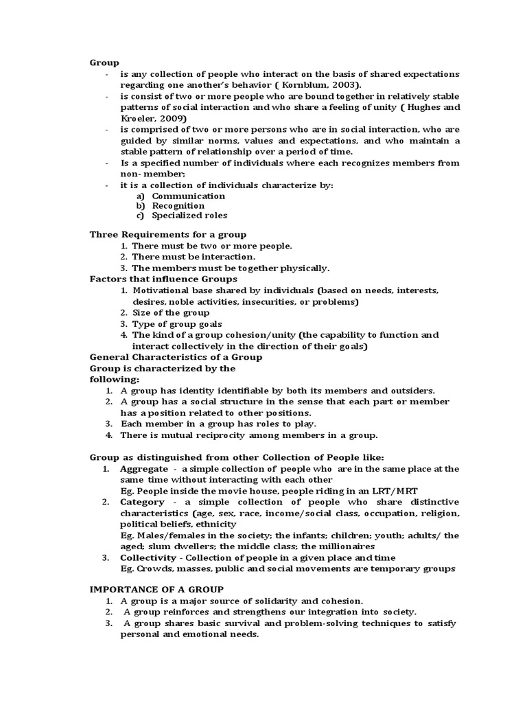 HOMEBASED READING MATERIAL Group | PDF | Social Group | Identity ...