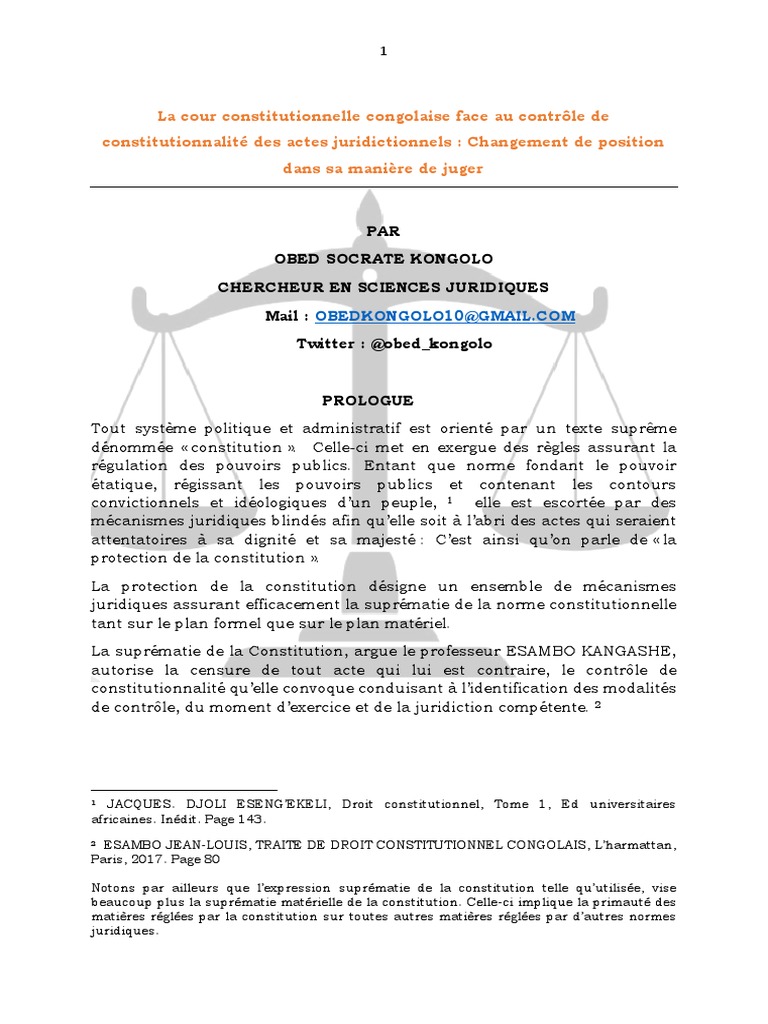 Contrôle de constitutionnalité en RDC | PDF