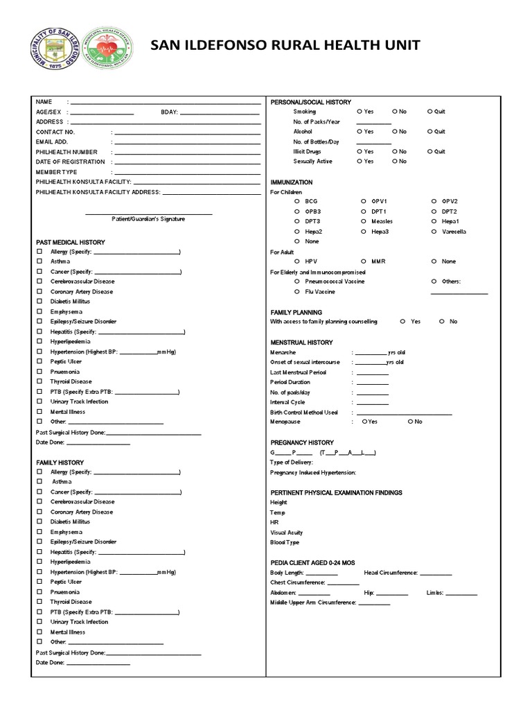 Health Screening and Assessment Form - Sample | PDF | Edema | Heart