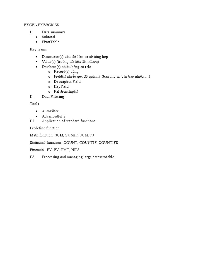 Excel exercises pdf