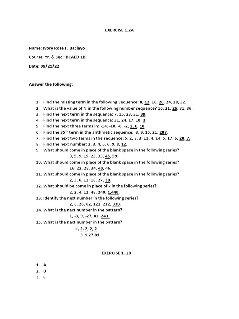 Math (Exercise) | PDF