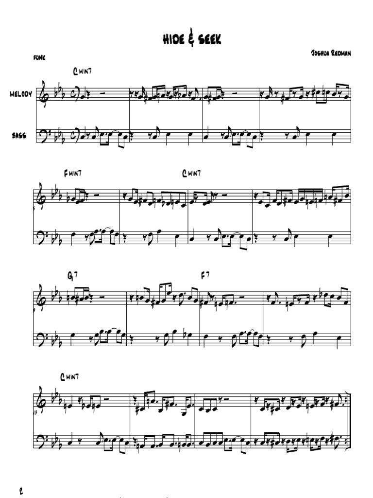 Hide and Seek" Sheet Music by Joshua Redman for Saxophone Solo - Sheet  Music Now