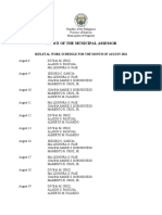 SKELETAL WORK SCHEDULE FOR THE MONTH OF AUGUST 2021