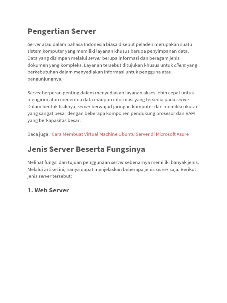 Pengertian dan Fungsi Server dalam Jaringan | PDF | Komputer