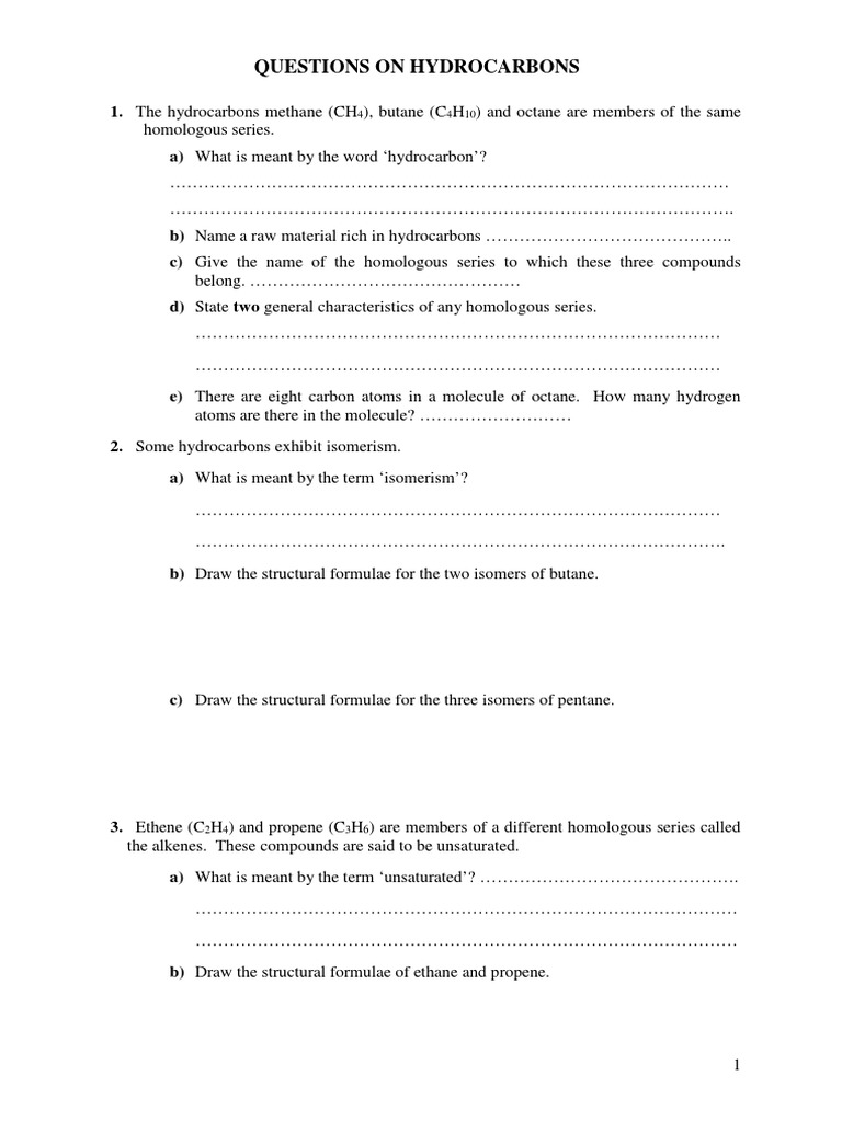 Hydrocarbon Properties and Reactions Guide | PDF