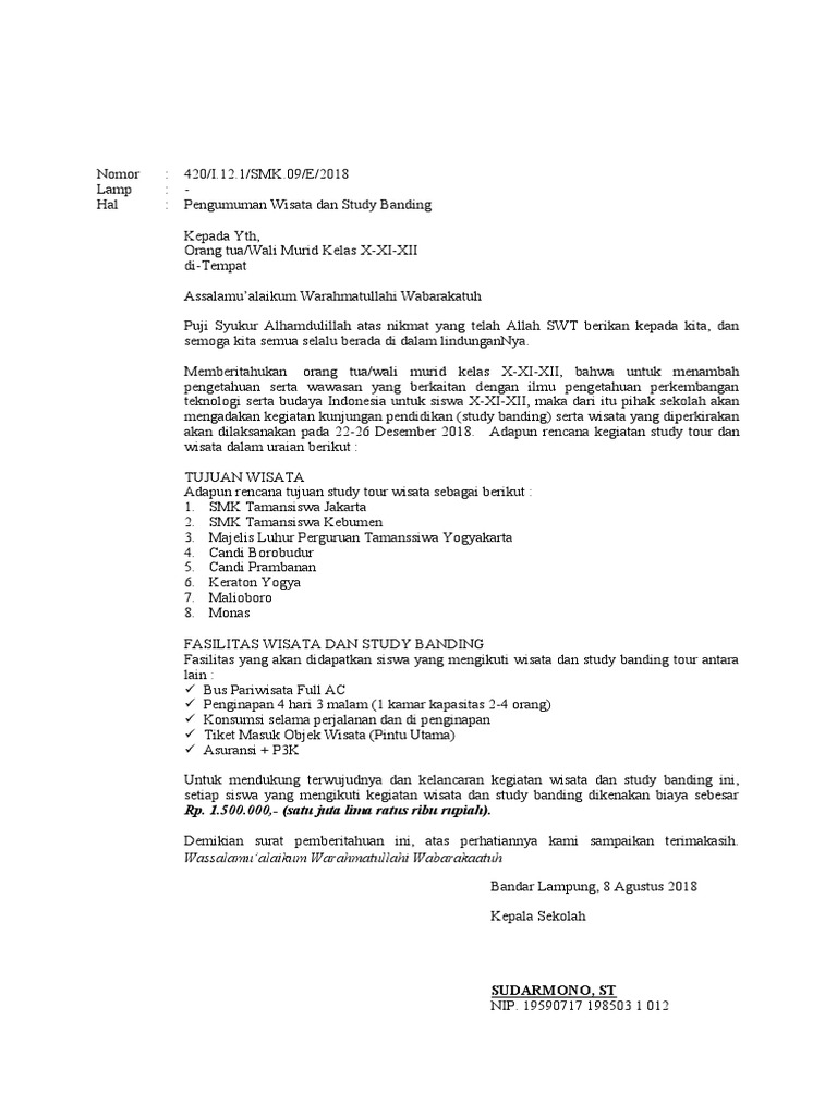 Surat Edaran Studi Tour | PDF