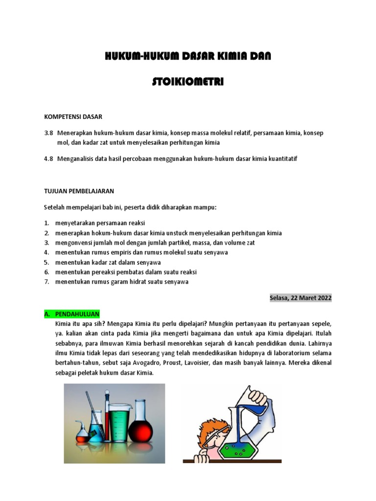 Stoikiometri dan Hukum Kimia | PDF | Metode & Bahan Ajar | Sains ...