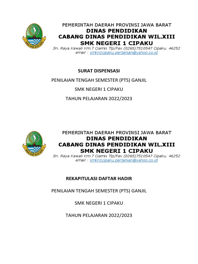 PTS Ganjil SMK 1 Cipaku 2022/2023 | PDF | Sains & Matematika