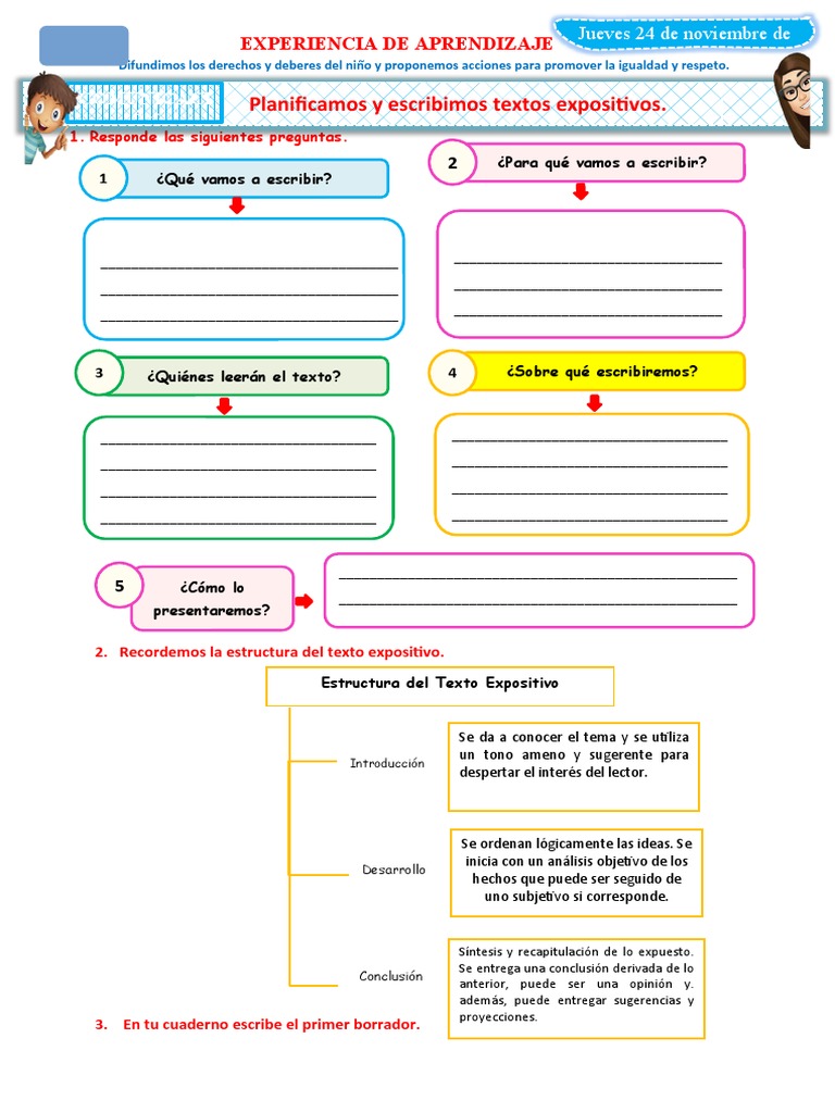 D4 A1 FICHA Planificamos y Escribimos Textos Expositivos. | PDF