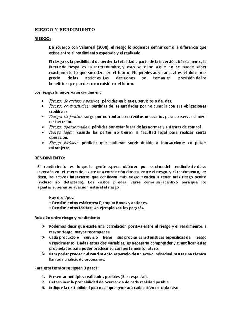 Riesgo y Rendimiento en Finanzas | PDF | Riesgo | Compartir (Finanzas)