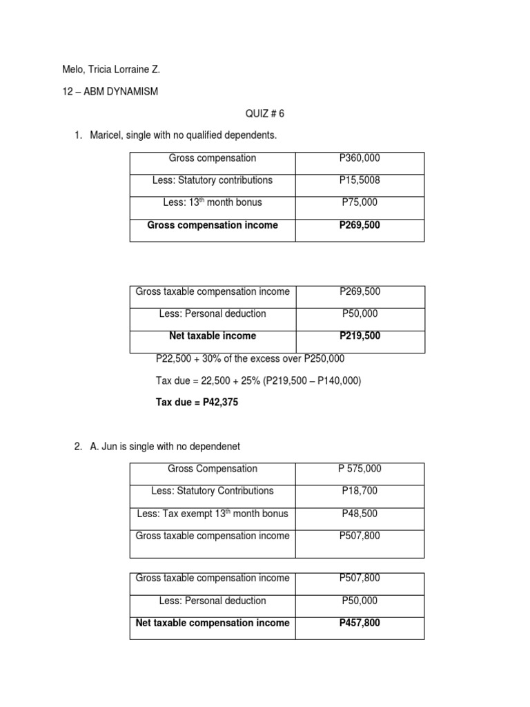 Tax Calculation Examples for Individuals | PDF | Tax Deduction | Income