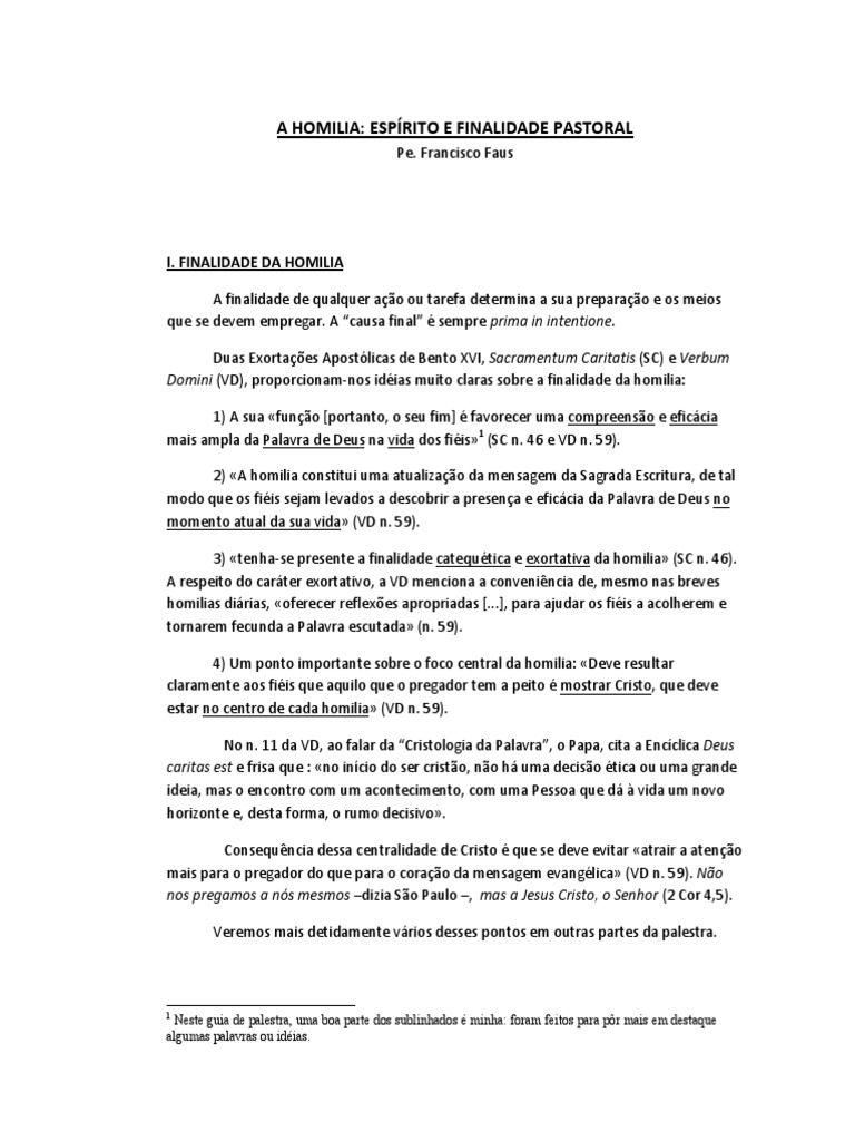 Finalidade e Preparação da Homilia | PDF | Pastor | Liturgia
