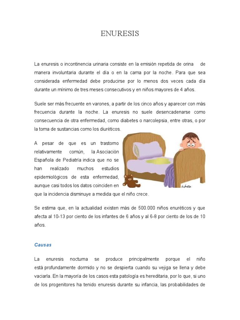 Enuresis PDF Orina nocturna al dormir Medicina CLINICA
