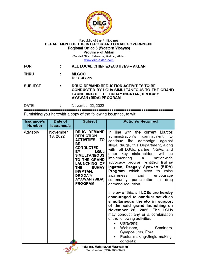 BIDA Program Launch and LGU Activities | PDF