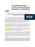 Sobre Los Acuerdos de Pago Celebrados en Juicios-Laborales Con Posterioridad A La Sentencia Firme