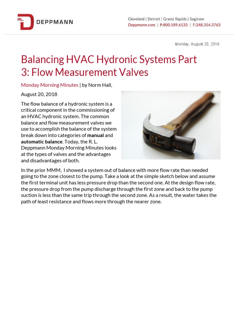 RLD MMM Balancing HVAC Hydronic Systems Flow Measurement Valves 1 PDF