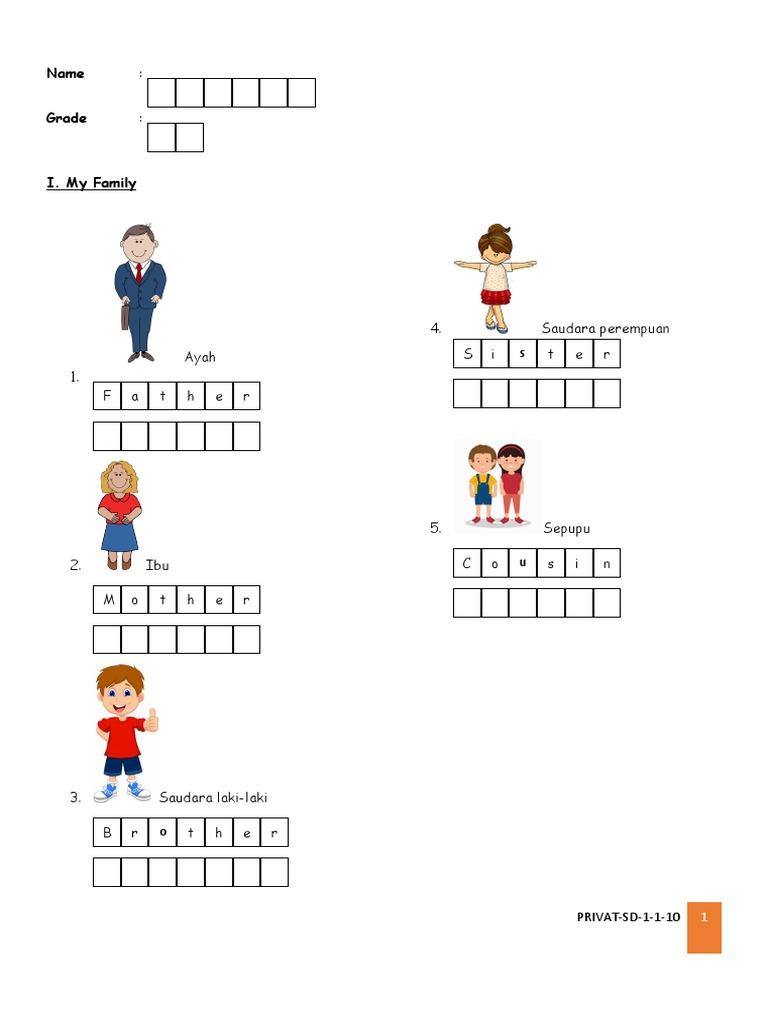 Worksheet Bahasa Inggris Kelas 1 Sd Pdf