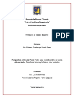 Reporte de Lectura Perspectiva Crítica de Paulo Freire y Su Contribución A La Teoría Del Currículo