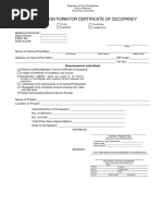 Application Form For Certificate of Occupancy - Revised