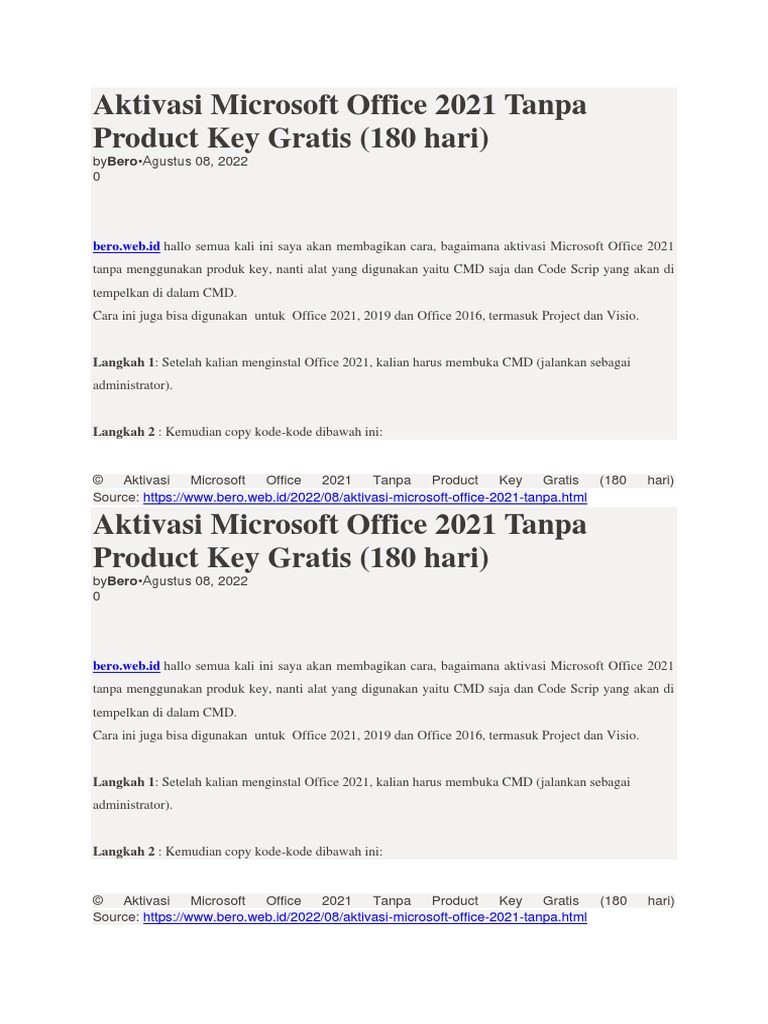Aktivasi Microsoft Office 2021 Tanpa Product Key Gratis | PDF