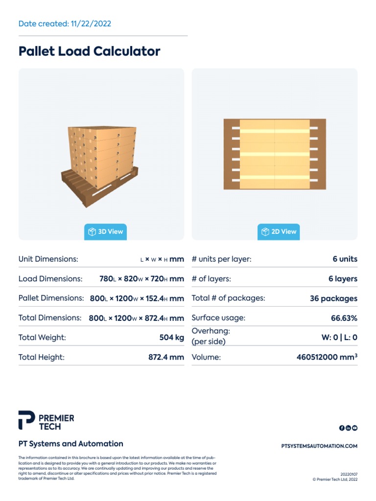 Premier Tech Pallet Calculator PDF