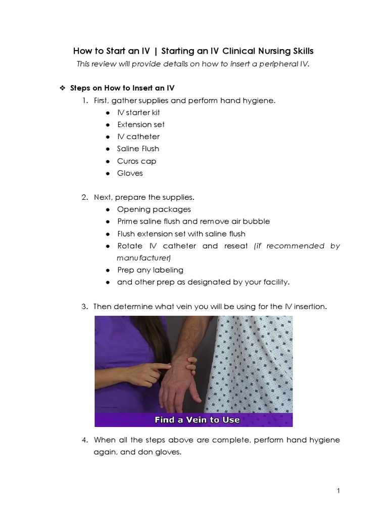 How To Start An IV - Starting An IV Clinical Nursing Skills | PDF ...
