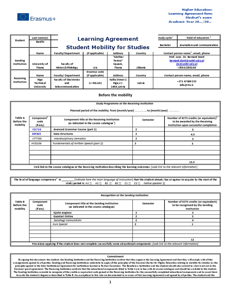 Learning agreement for studies erasmus outgoing 2 1 2 pdf