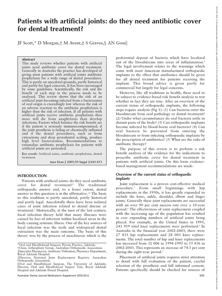 Australian Dental Journal 2008 Scott Patients With Artificial