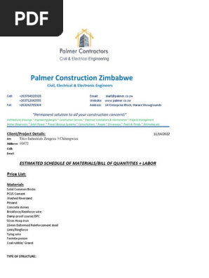 Palmer Construction Nadoc Investments Building Quote