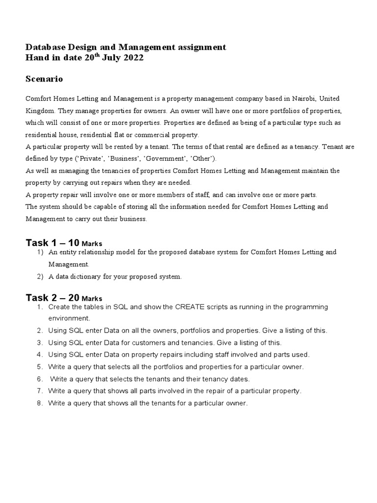 Property Management Database Design | PDF