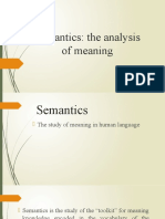 Semantics: the analysis of meaning