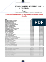 Lista Cadastro Seletivo 2011 1