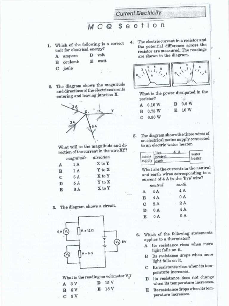 Current Electricity MCQ PDF