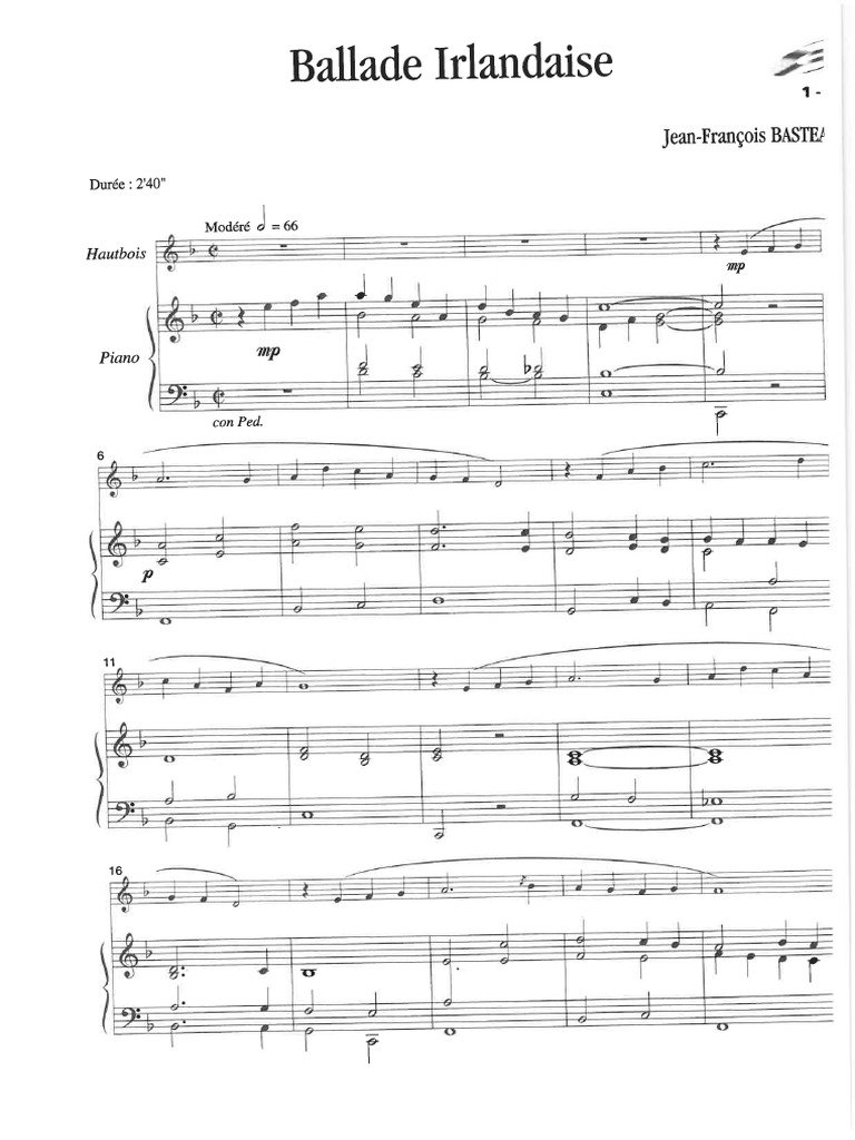 Ballade Irlandaise JeanFrançois Basteau PDF