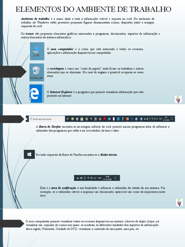 Elementos do Ambiente de Trabalho Windows | PDF | Informática | Programas
